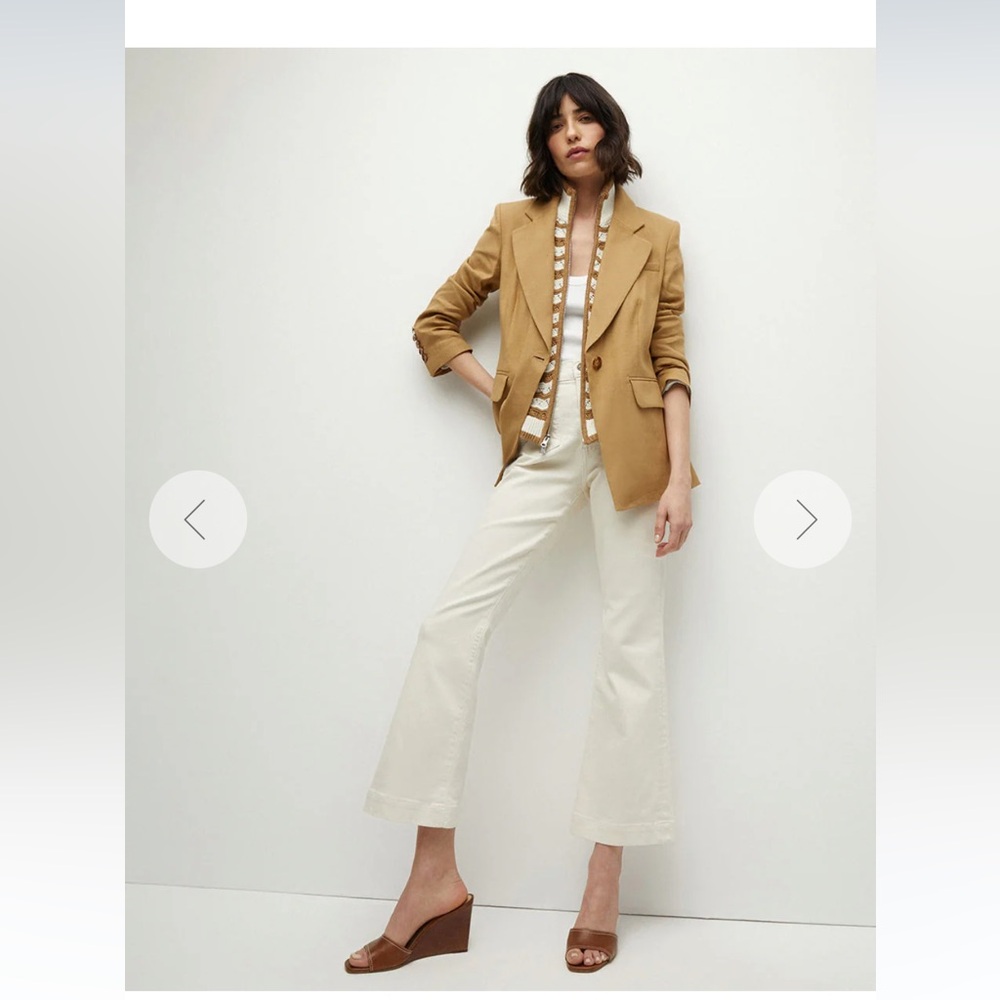 $268 NWT Veronica Beard Ariana Dickey Jacket insert dual zip tan white stripe - Picture 4 of 10